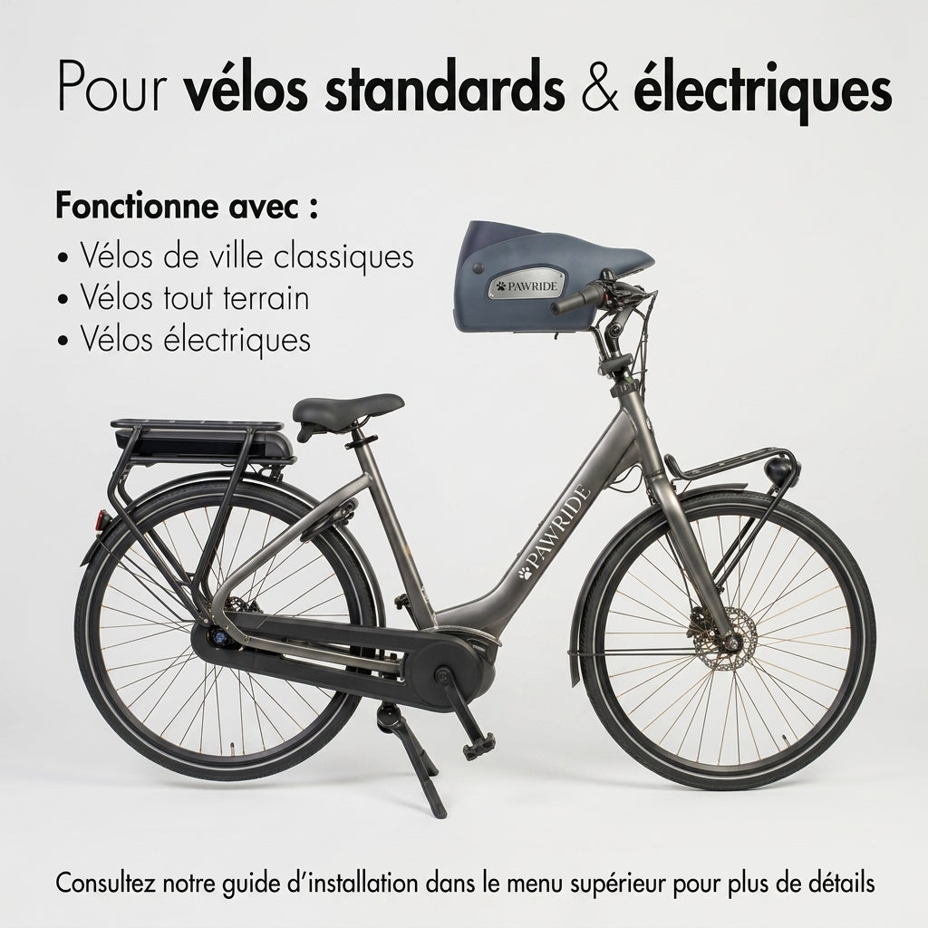 PawRide -Panier Vélo pour Chien Sécurisé, Compatible E-Bike