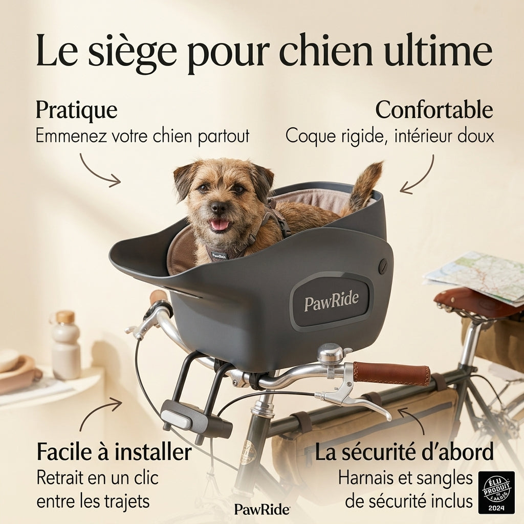 PawRide -Panier Vélo pour Chien Sécurisé, Compatible E-Bike