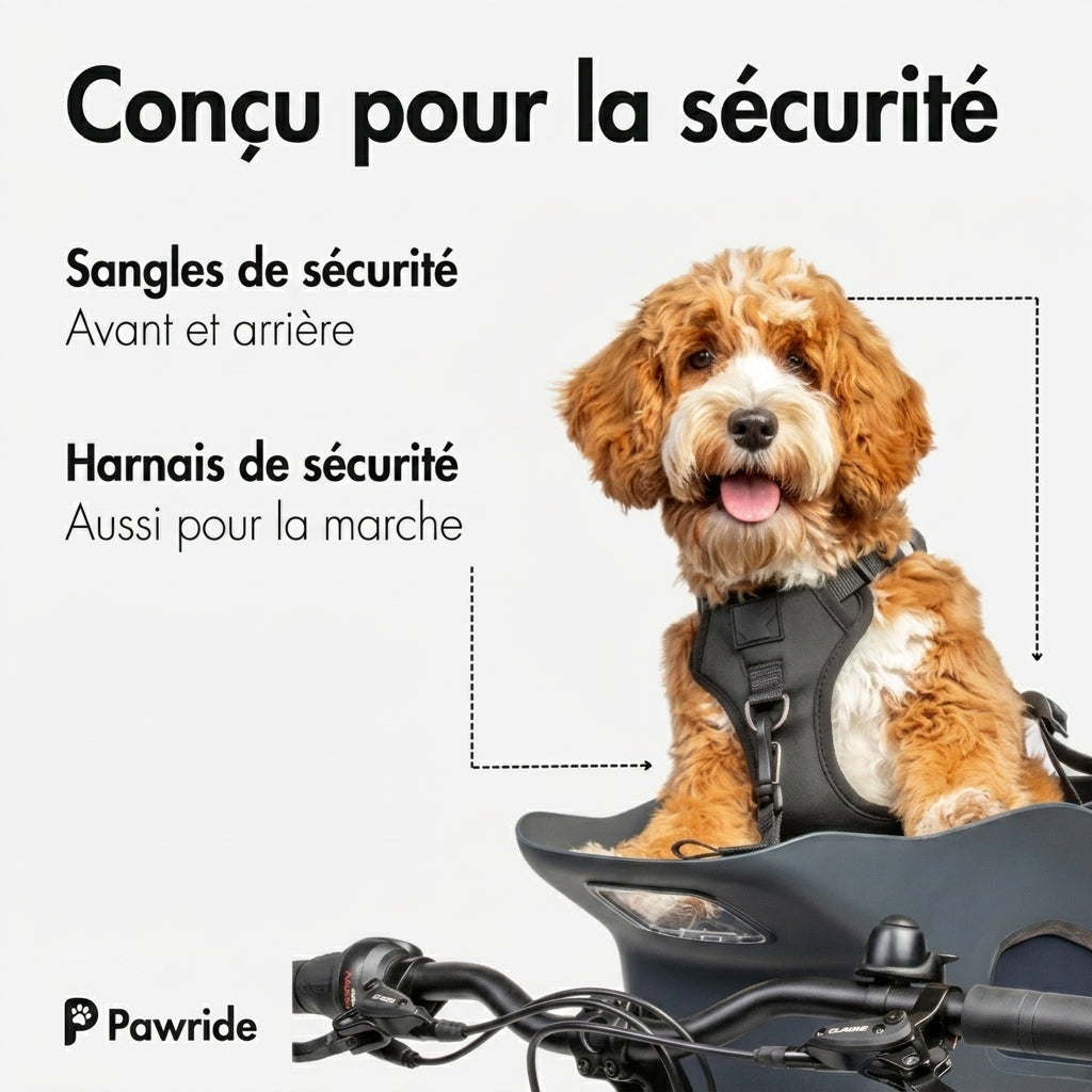 PawRide -Panier Vélo pour Chien Sécurisé, Compatible E-Bike